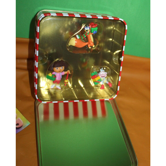 Nickelodeon Carlton Cards Dora The Explorer Friends Ornament Trio Set In Tin Box - Picture 3 of 4